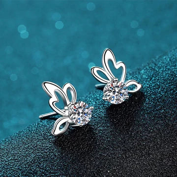 Whimsical Elegance: Moissanite Butterfly Stud Earrings
