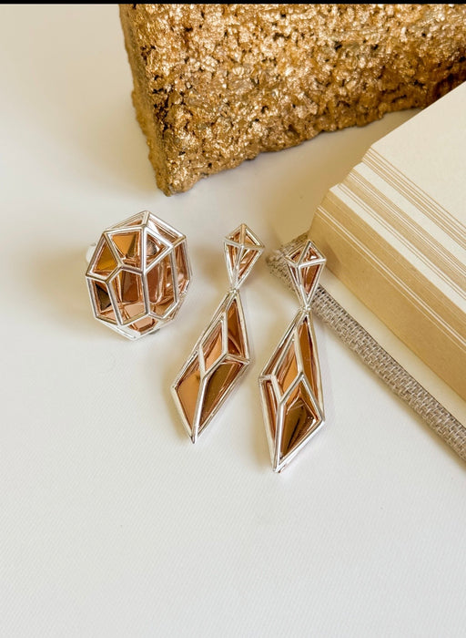 Architectural Amber Drop Earrings