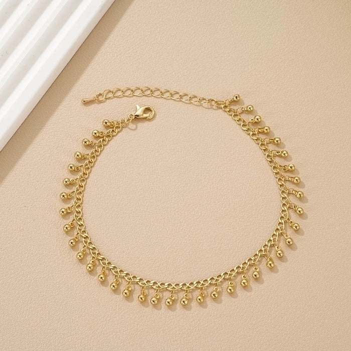 Chic Jingle: Beaded Chain Necklace in Gold