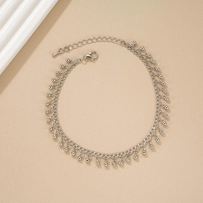 Chic Jingle: Beaded Chain Necklace in Silver