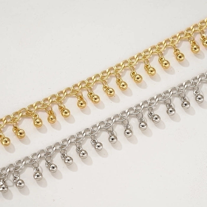 Chic Jingle: Beaded Chain Necklace in Silver