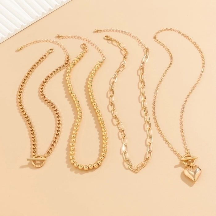Gold-Plated Heart Toggle Necklace Set