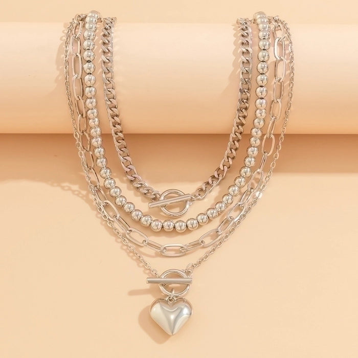 Gold-Plated Heart Toggle Necklace Set