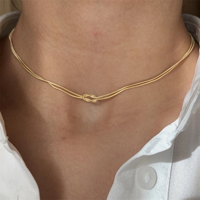 Stainless Steel 18K Gold Plated Minimalist Plating Solid Color Necklace