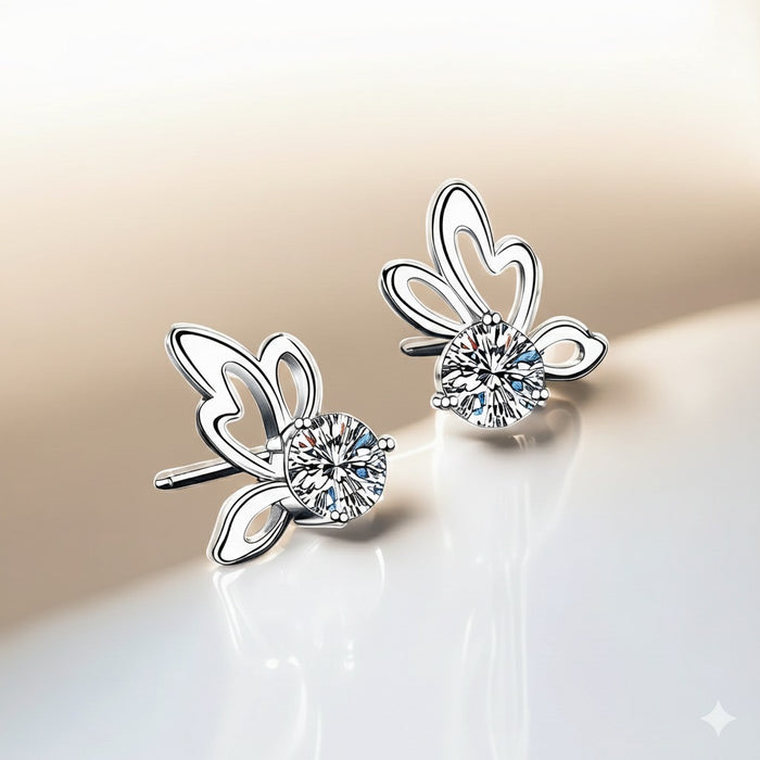 Whimsical Elegance: Moissanite Butterfly Stud Earrings