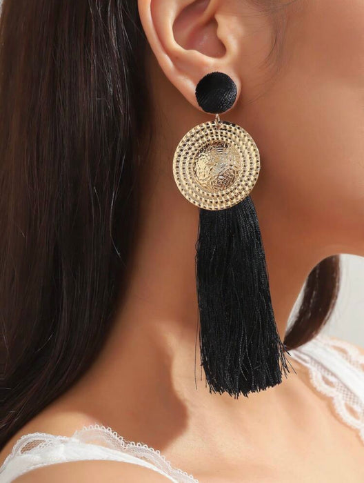 Noir Sol Tassel Earrings