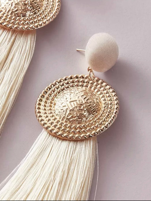 Ivory Sol Tassel Earrings