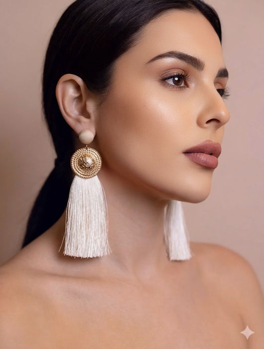 Ivory Sol Tassel Earrings