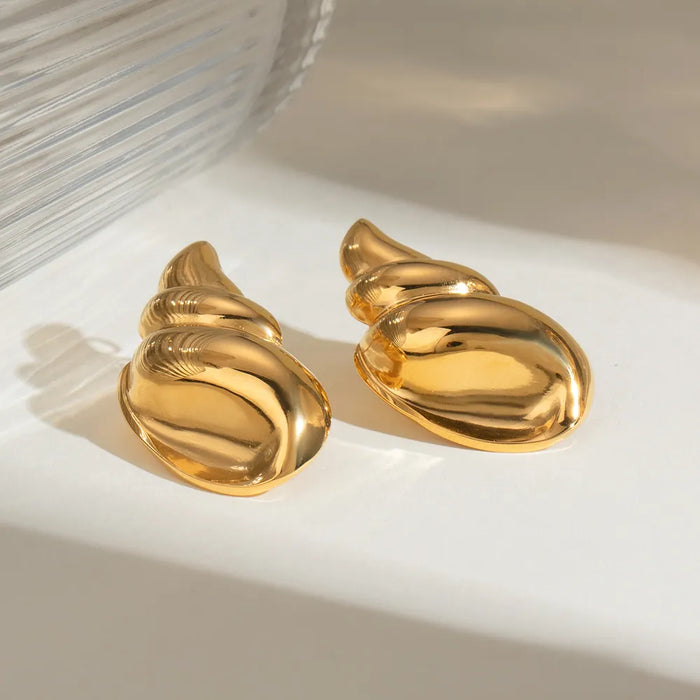 18K Gold-Plated Conch Statement Earrings