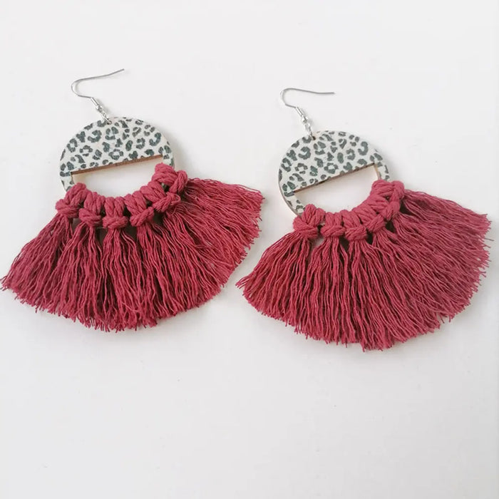 Leopard Print Tassel Drop Earring