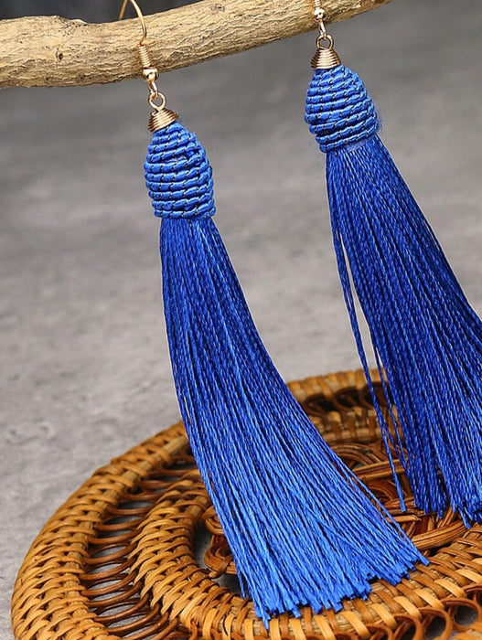 Sapphire Flow Tassel Earrings