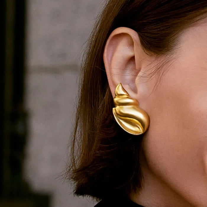 18K Gold-Plated Conch Statement Earrings
