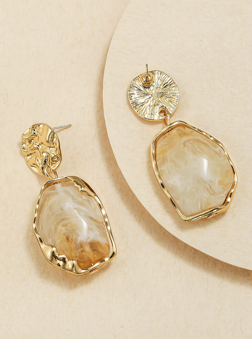 Golden Marble Drop Earrings