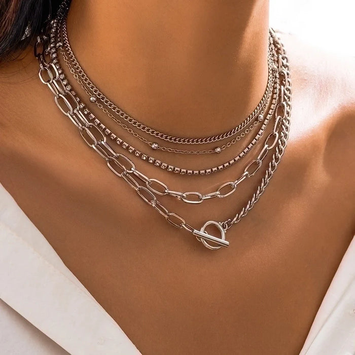 Gold-Plated Heart Toggle Necklace Set