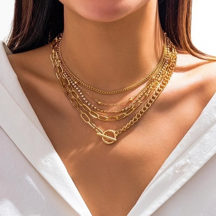 Gold-Plated Heart Toggle Necklace Set