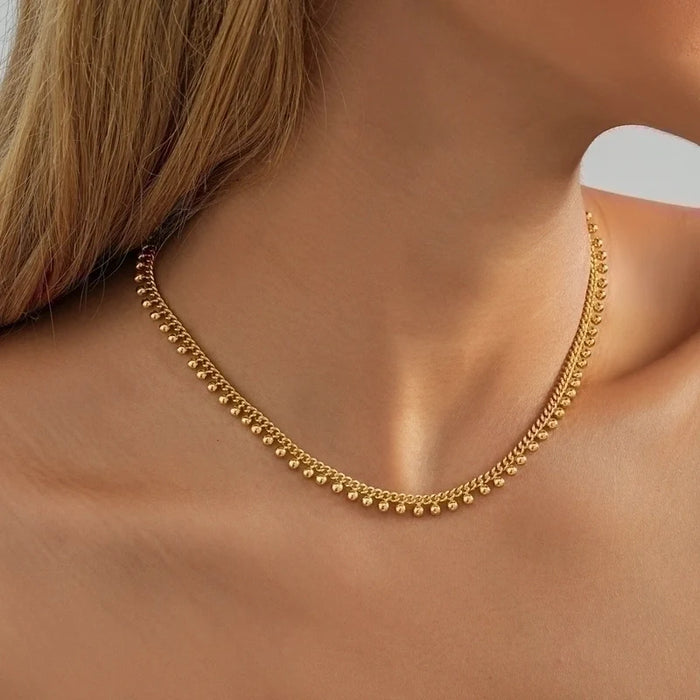Golden Beaded Chain Necklace