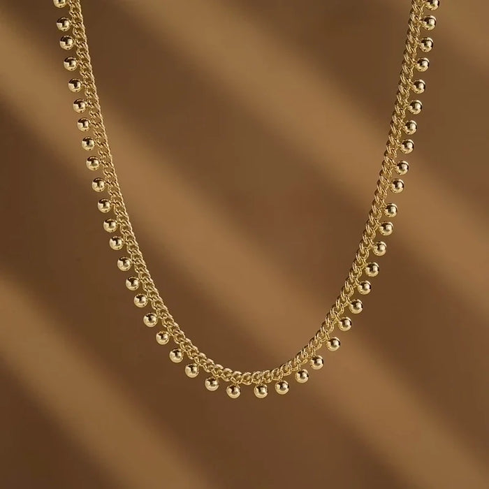 Golden Beaded Chain Necklace