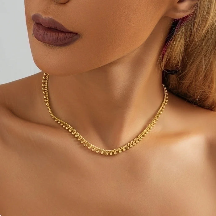 Golden Beaded Chain Necklace