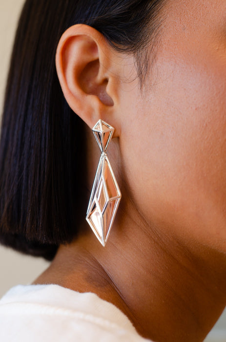 Architectural Amber Drop Earrings