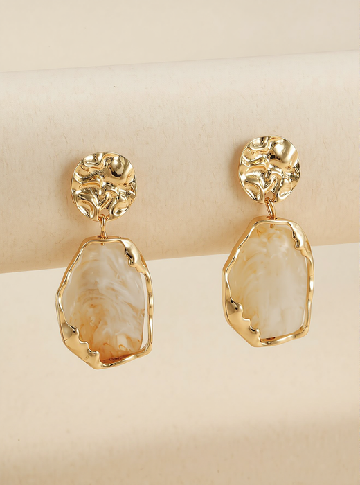 Golden Marble Drop Earrings
