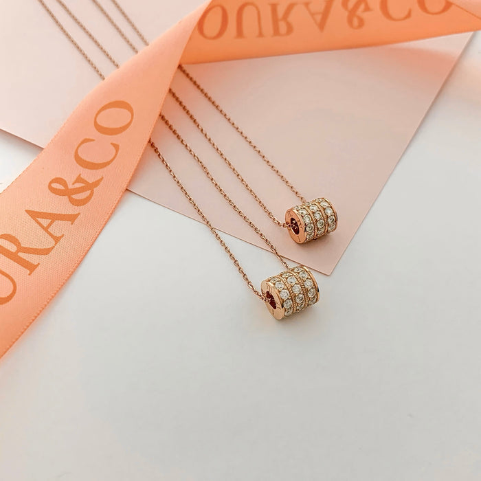 Minimalist Moissanite Barrel Necklace in 925 Sterling Silver & Rose Gold
