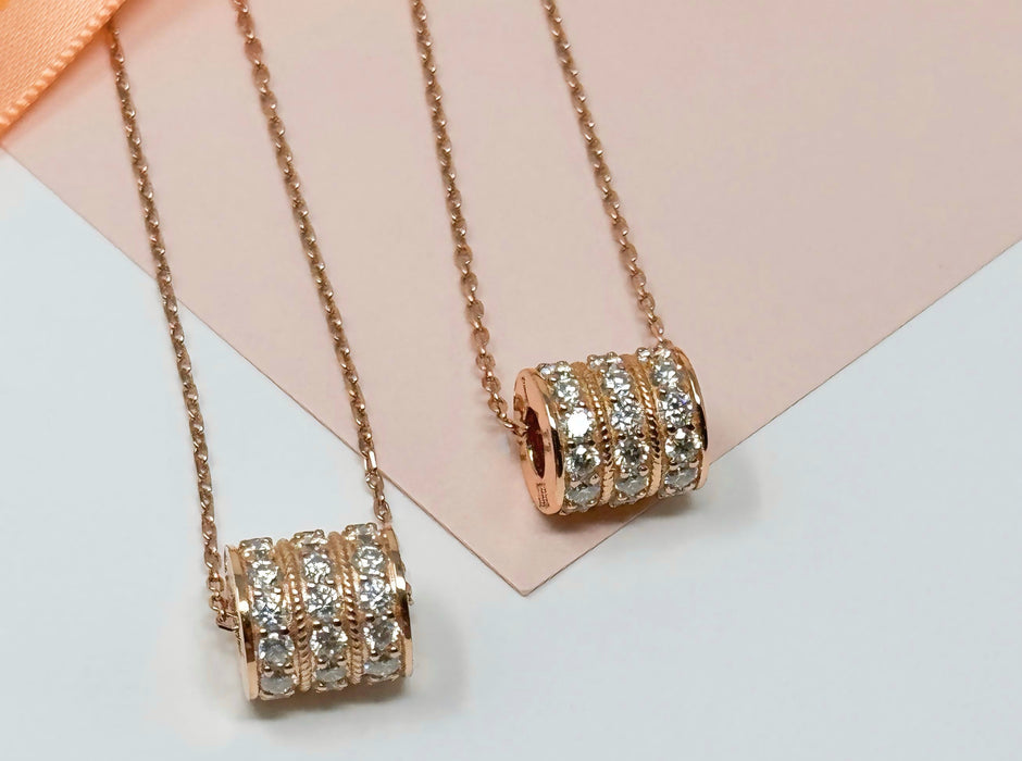 Minimalist Moissanite Barrel Necklace in 925 Sterling Silver & Rose Gold