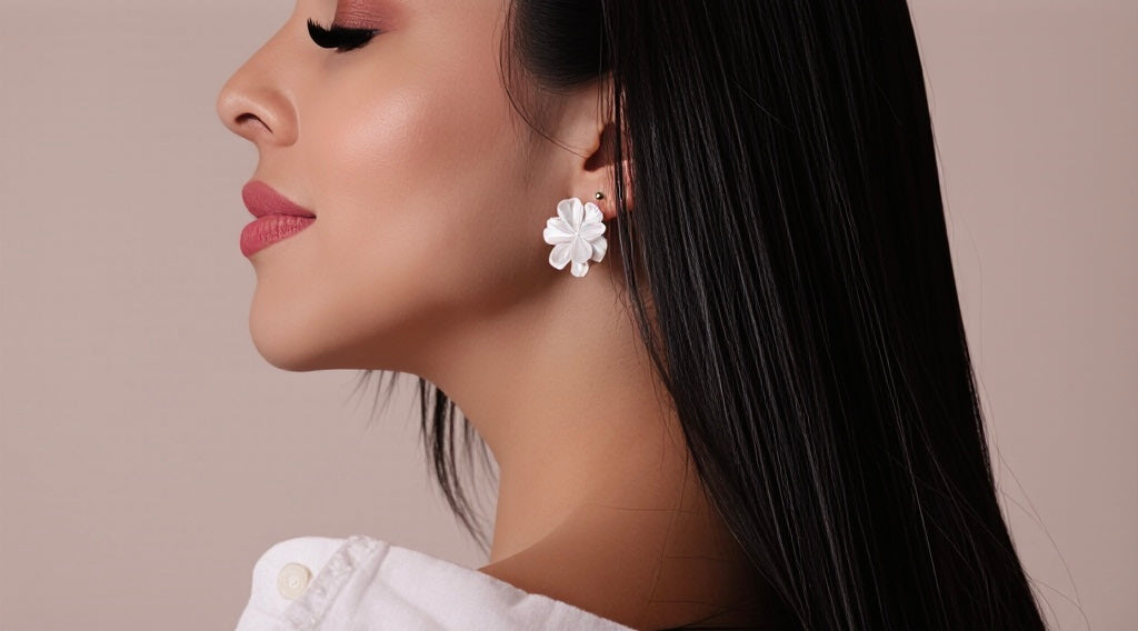 Ethereal Bloom: Mother-of-Pearl Floral Earrings