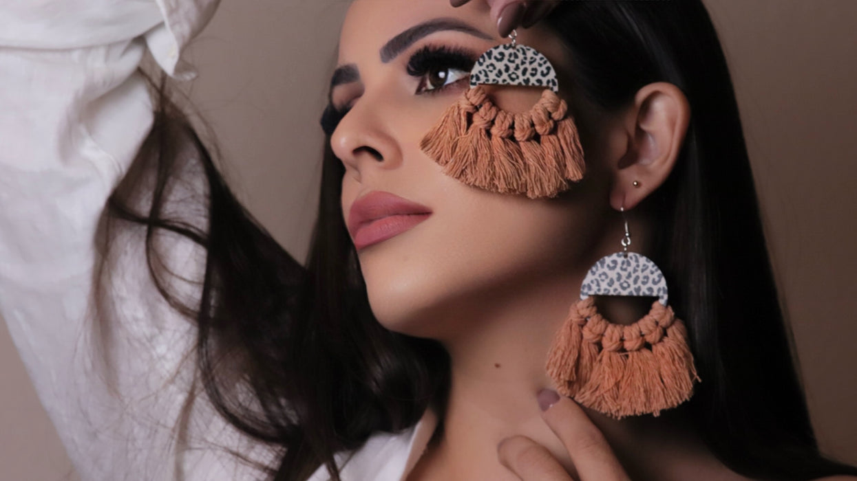 Leopard Print Tassel Drop Earrings