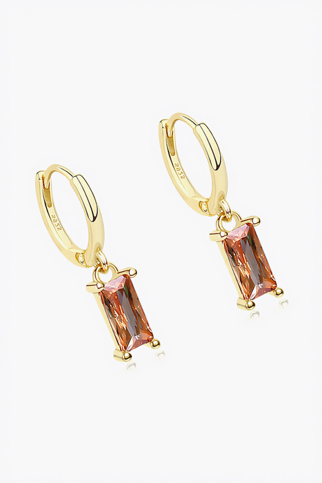 Retro 925 Sterling Silver & Cubic Zirconia Drop Earrings