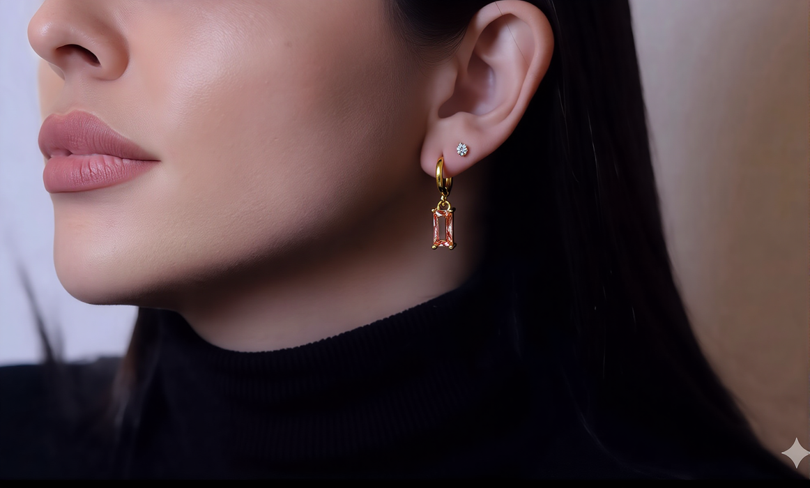 Retro 925 Sterling Silver & Cubic Zirconia Drop Earrings