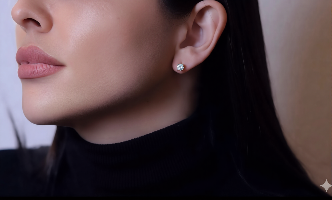 Luna Moissanite Studs in Gold