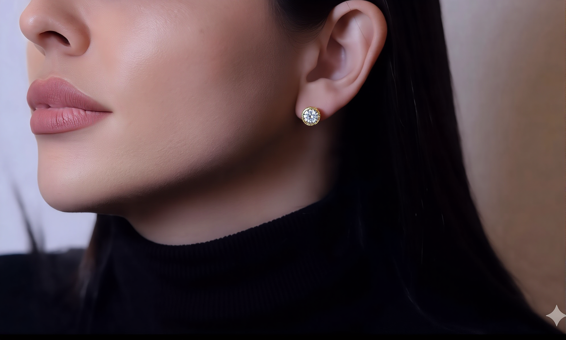 Lustre Round – Moissanite & 925 Sterling Silver Studs