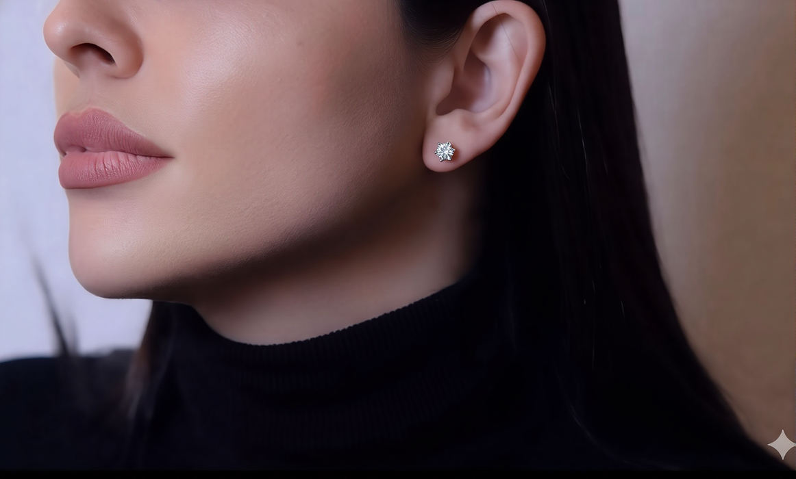 Luna Moissanite Studs in Silver