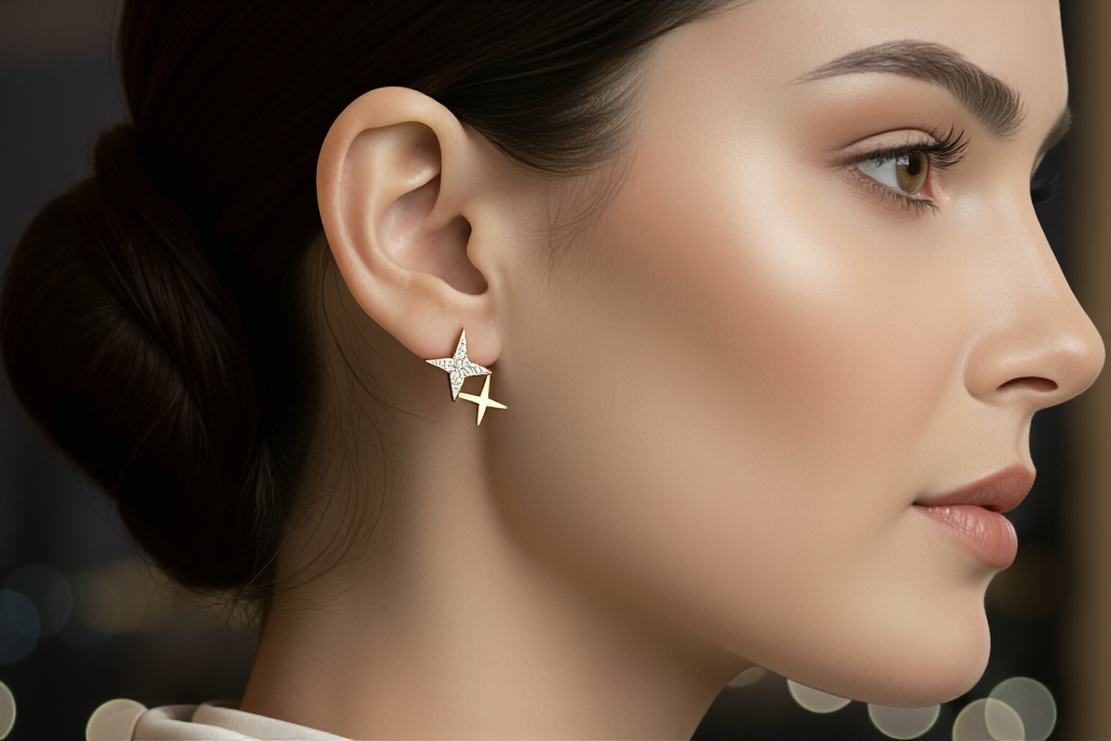 Étoile Brillante – Moissanite & Sterling Silver Star Studs