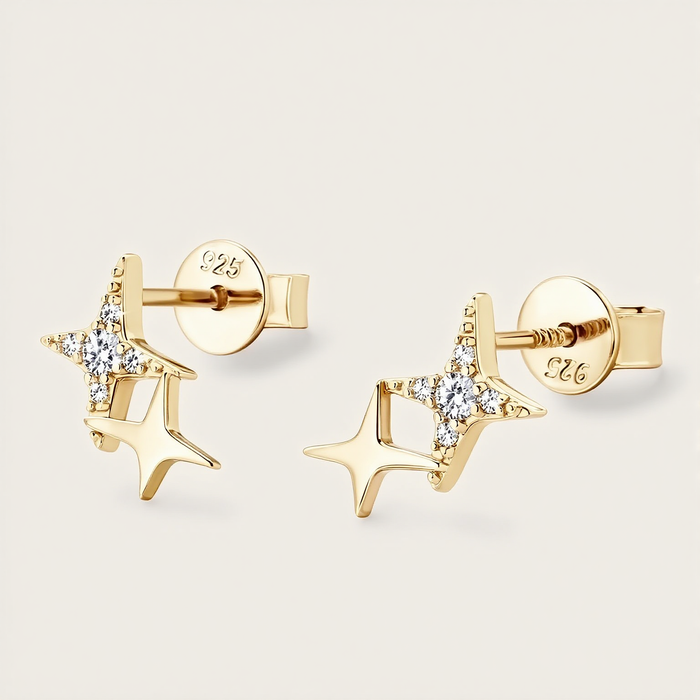 Étoile Brillante – Moissanite & Sterling Silver Star Studs