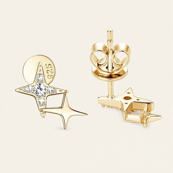 Étoile Brillante – Moissanite & Sterling Silver Star Studs