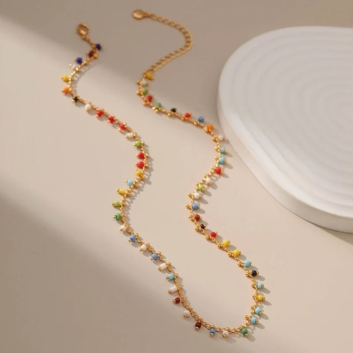 Retro Geometric Seed Bead Necklace