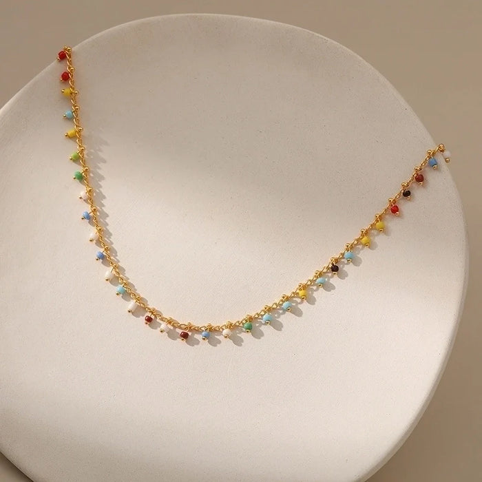 Retro Geometric Seed Bead Necklace