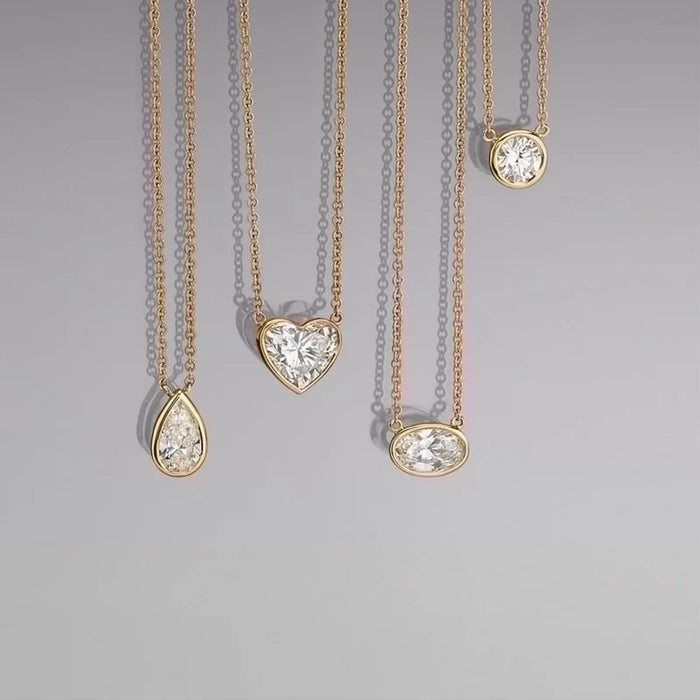 Minimalist Ellipse Shape Glass Copper 18K Gold Plated Plating Necklace