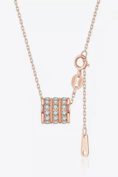 Minimalist Moissanite Barrel Necklace in 925 Sterling Silver & Rose Gold