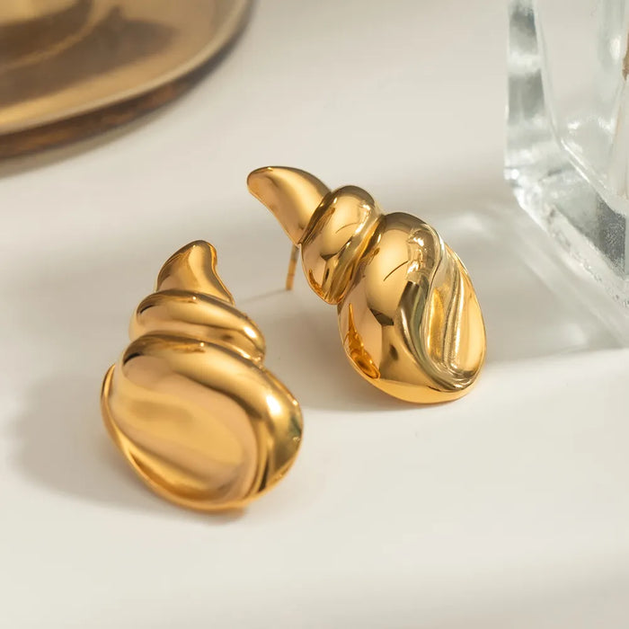 18K Gold-Plated Conch Statement Earrings