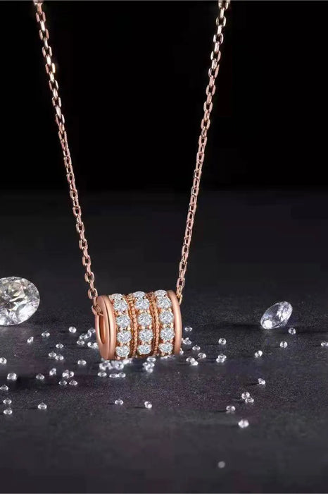 Minimalist Moissanite Barrel Necklace in 925 Sterling Silver & Rose Gold